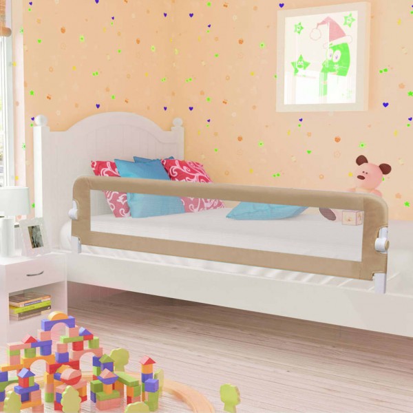 Barandilla de seguridad cama de niño poliéster taupe 180x42 cm D