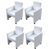 Cadeiras de jantar 4 pcs couro artificial branco 1