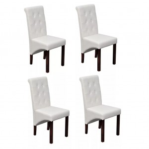 Cadeiras de jantar 4 pcs couro artificial branco H