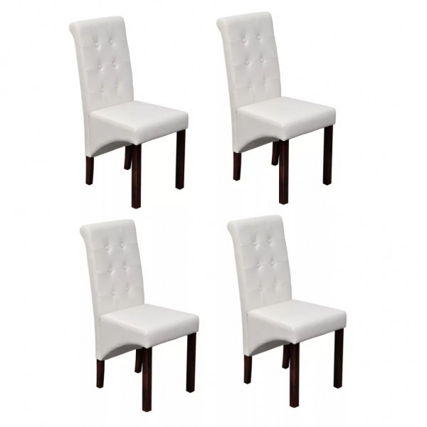 Cadeiras de jantar 4 pcs couro artificial branco M 2