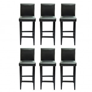 Bancos de bar 6 pcs couro artificial preto H