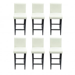 Bancos de bar 6 pcs couro artificial branco H