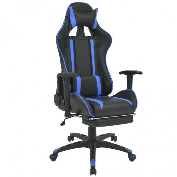 Silla de oficina racing reclinable con reposapiés azul D