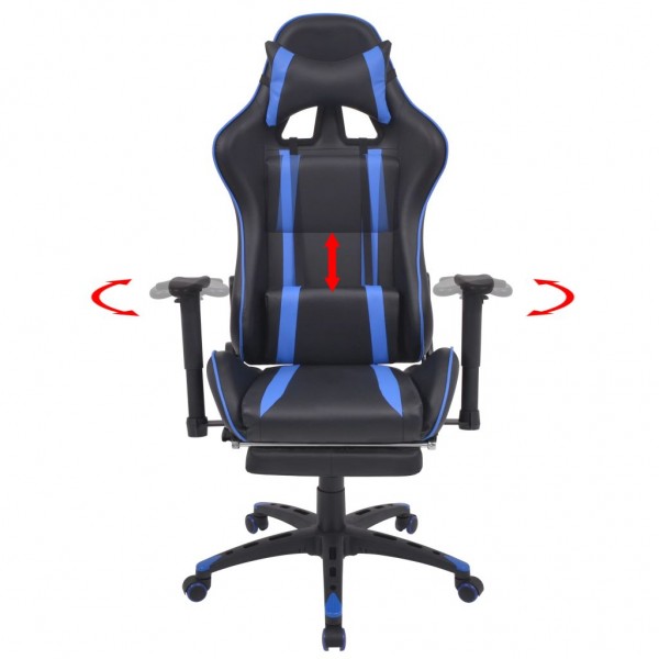 Silla de oficina racing reclinable con reposapiés azul M 2