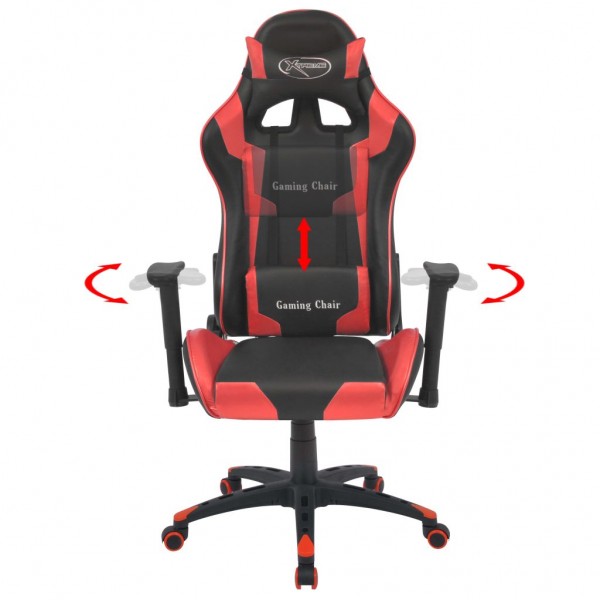 Silla de escritorio reclinable Racing de cuero artificial roja M 2
