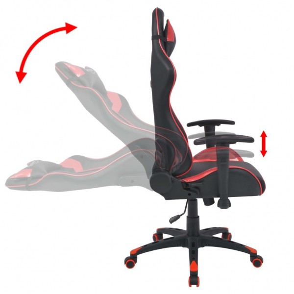 Silla de escritorio reclinable Racing de cuero artificial roja M 3
