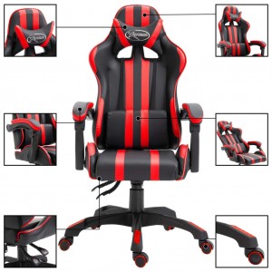 Silla de gaming de cuero sintético rojo H