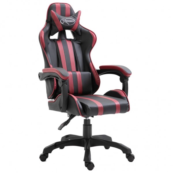 Silla de gaming de cuero sintético color vino tinto D