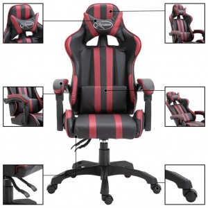 Cadeira de gaming couro artificial vermelho tinto H