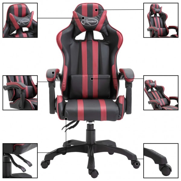 Silla de gaming de cuero sintético color vino tinto M 2
