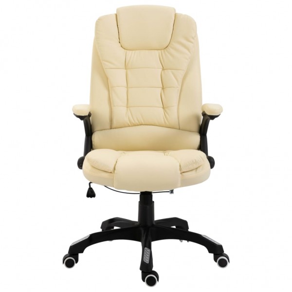 Silla de oficina de cuero sintético color crema M 2
