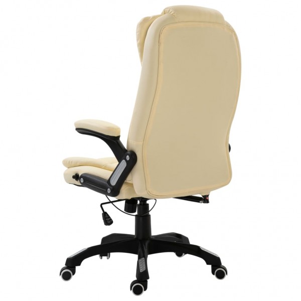 Silla de oficina de cuero sintético color crema M 3