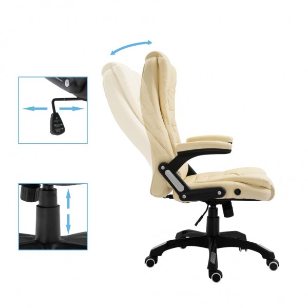 Silla de oficina de cuero sintético color crema M 5