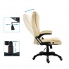 Silla de oficina de cuero sintético color crema 5