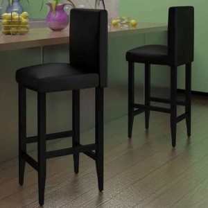 Bancos de bar 2 pcs couro artificial preto H