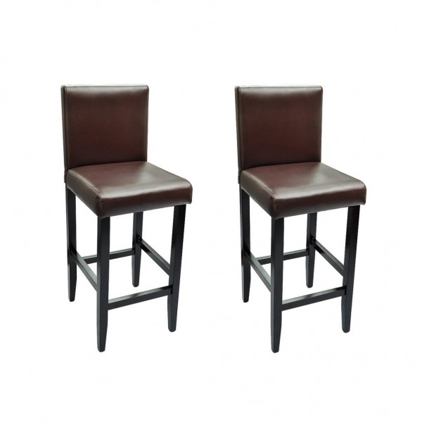 Bancos de bar 2 pcs couro artificial castanho-escuro M 2