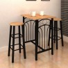 Set mesa de desayuno/comedor madera marrón con acero negro 5