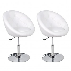 Bancos de bar 2 pcs couro artificial branco H