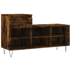 Mueble zapatero madera contrachapada roble ahumado 102x36x60 cm H