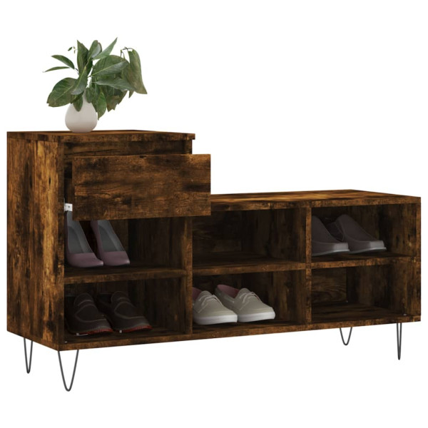 Mueble zapatero madera contrachapada roble ahumado 102x36x60 cm M 4