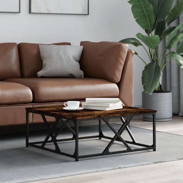 Mesa de centro madera contrachapada roble ahumado 70x70x30 cm D