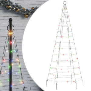 Árbol de Navidad en asta de bandera 200 LED bde colores 180 cm H