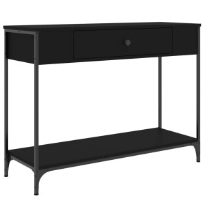 Mesa consola madera de ingeniería negra 100x34.5x75 cm H