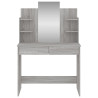 Tocador con espejo color gris Sonoma 96x39x142 cm 2