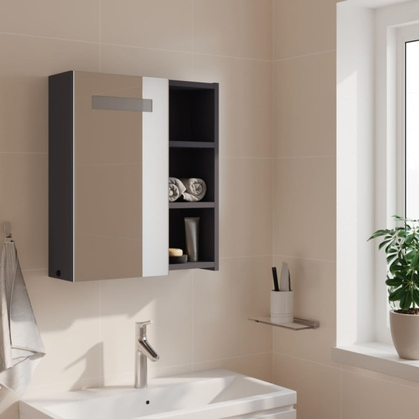 Mueble de baño con espejo y luz LED gris 45x13x52 cm M 3