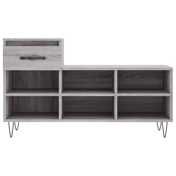 Mueble zapatero madera contrachapada gris Sonoma 102x36x60 cm M 5