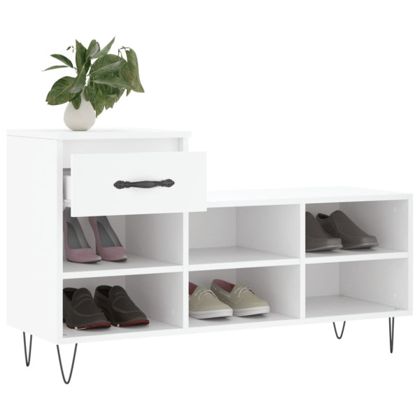 Mueble zapatero madera contrachapada blanco 102x36x60 cm M 4