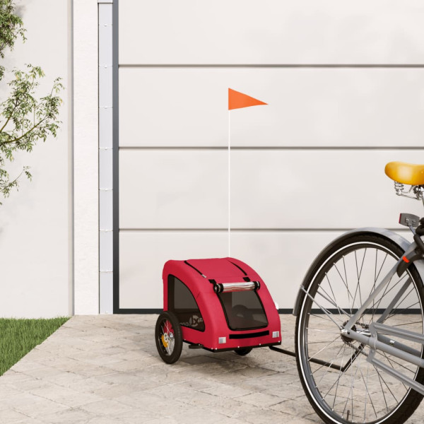Remolque de bicicleta para perros hierro y tela Oxford rojo D