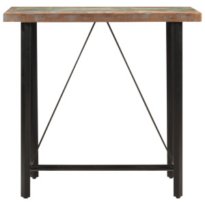 Mesa alta de hierro y madera maciza reciclada 110x55x107 cm H