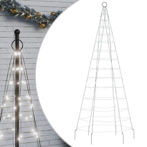 Árbol de Navidad en asta de bandera 200 LED blanco frío 180 cm H