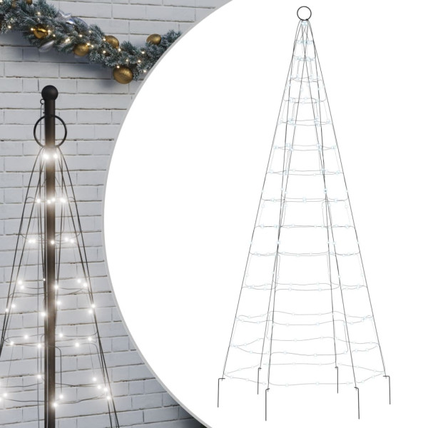 LED Árvore de Natal no mastro 200 LEDs Branco Frio 180 cm M 2