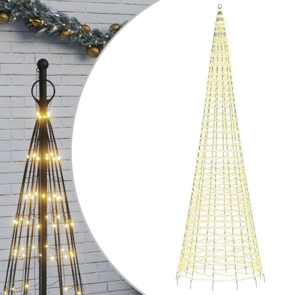 Árbol de Navidad en asta bandera 1534 LED blanco cálido 500 cm M 2