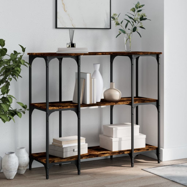 Mesa consola madera de ingeniería roble ahumado 102x35x90 cm D