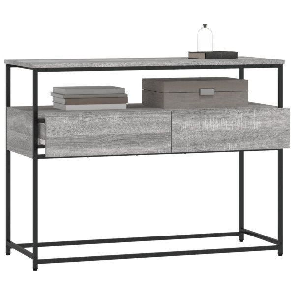 Mesa consola madera de ingeniería gris Sonoma 100x40x75 cm M 4