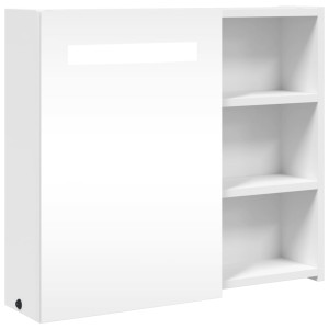 Mueble de baño con espejo y luz LED blanco 60x13x52 cm H