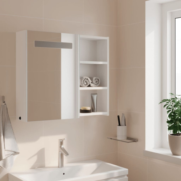 Mueble de baño con espejo y luz LED blanco 60x13x52 cm M 3