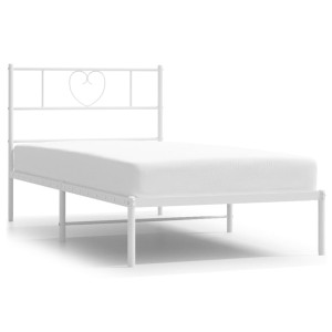 Estructura de cama de metal con cabecero blanco 80x200 cm H