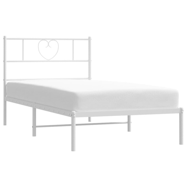 Estrutura de cama com cabeceira 80x200 cm metal branco M 3