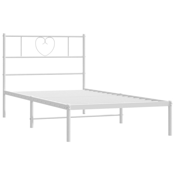 Estructura de cama de metal con cabecero blanco 80x200 cm M 5