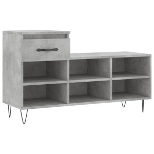Mueble zapatero madera contrachapada gris hormigón 102x36x60 cm H