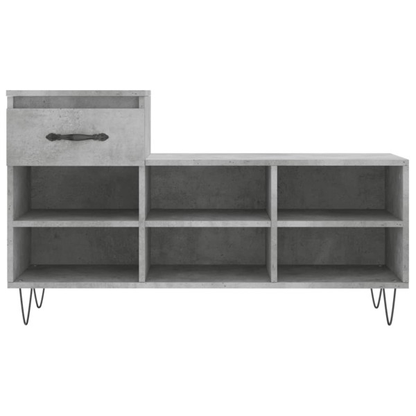 Mueble zapatero madera contrachapada gris hormigón 102x36x60 cm M 5