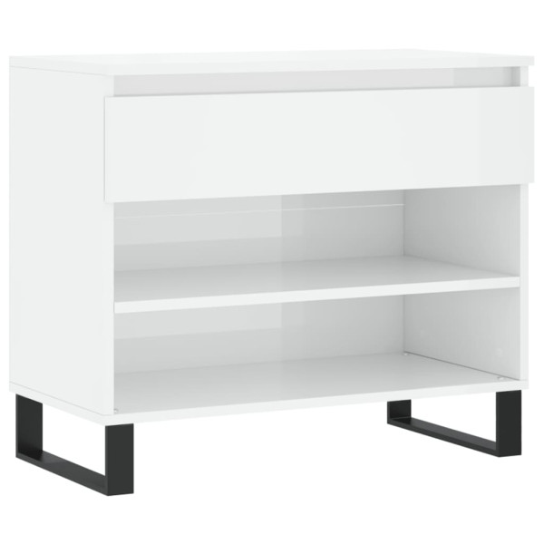 Mueble zapatero madera contrachapada blanco brillo 70x36x60 cm M 2