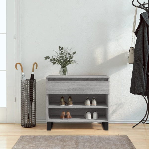 Mueble zapatero madera contrachapada gris Sonoma 70x36x60 cm D