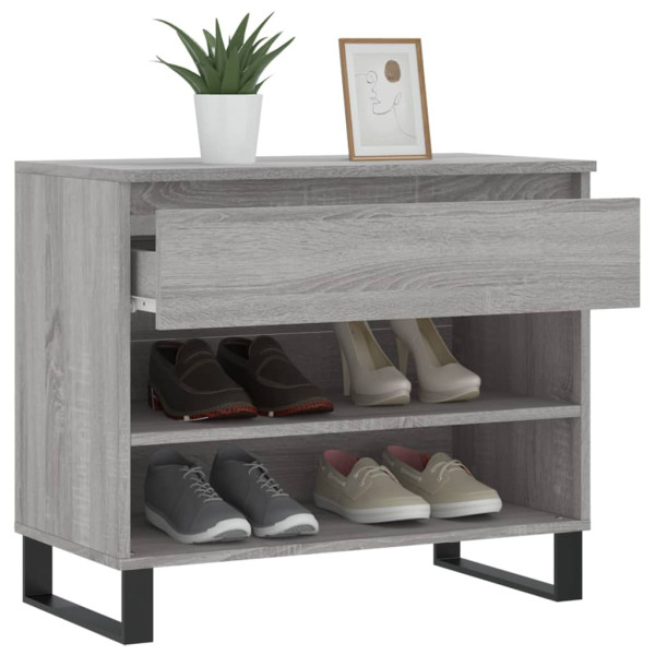 Mueble zapatero madera contrachapada gris Sonoma 70x36x60 cm M 4