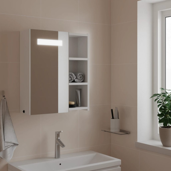 Mueble de baño con espejo y luz LED blanco 45x13x52 cm D