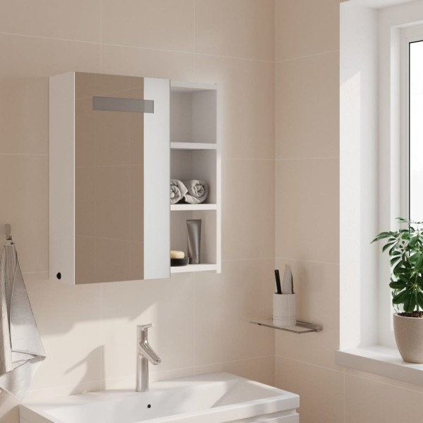 Mueble de baño con espejo y luz LED blanco 45x13x52 cm M 3